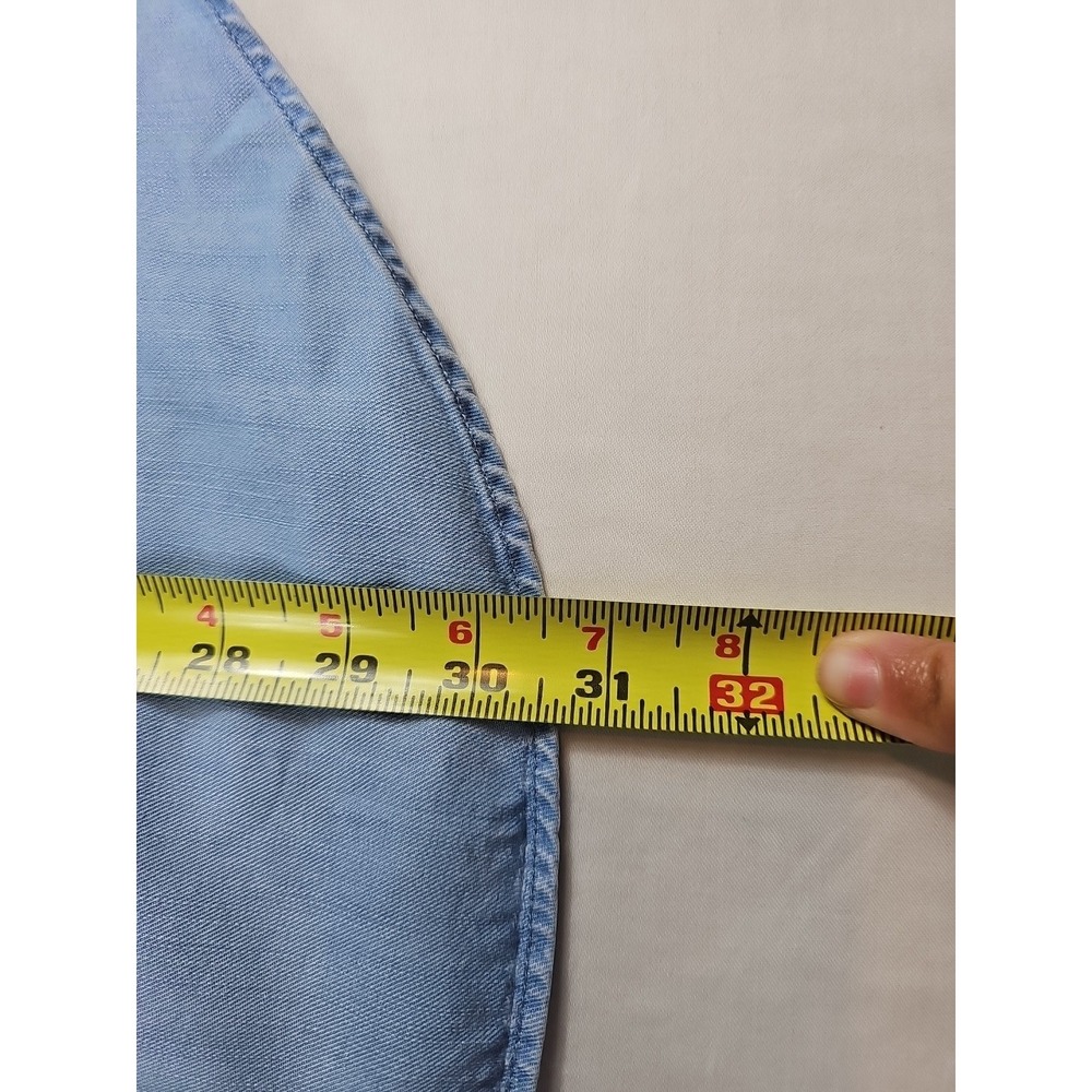 CHAPS Women's Pluss Size 1X Chambray Blue Shirt Button Up Long Sleeve 100% Lyoce - Picture 14 of 16